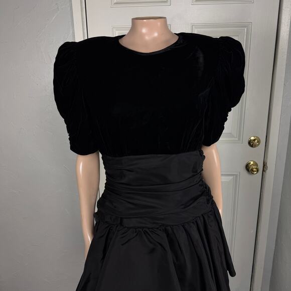 Vintage 70s Zum Zum Party Dress 7/8 Formal Prom Evening Taffeta Velvet V3-3 - Picture 2 of 10